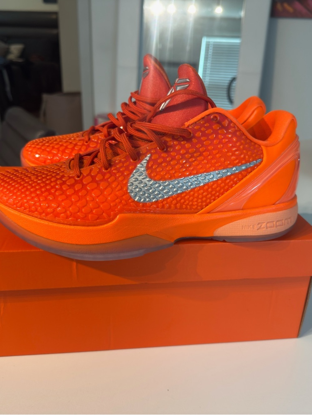 Nike Bright Orange Basketball Sneakers with Metallic Silver Swoosh